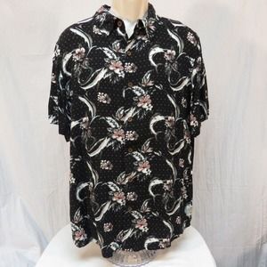 Margaritaville‎ Swordfish and Flower Black Hawaiian Shirt Size L